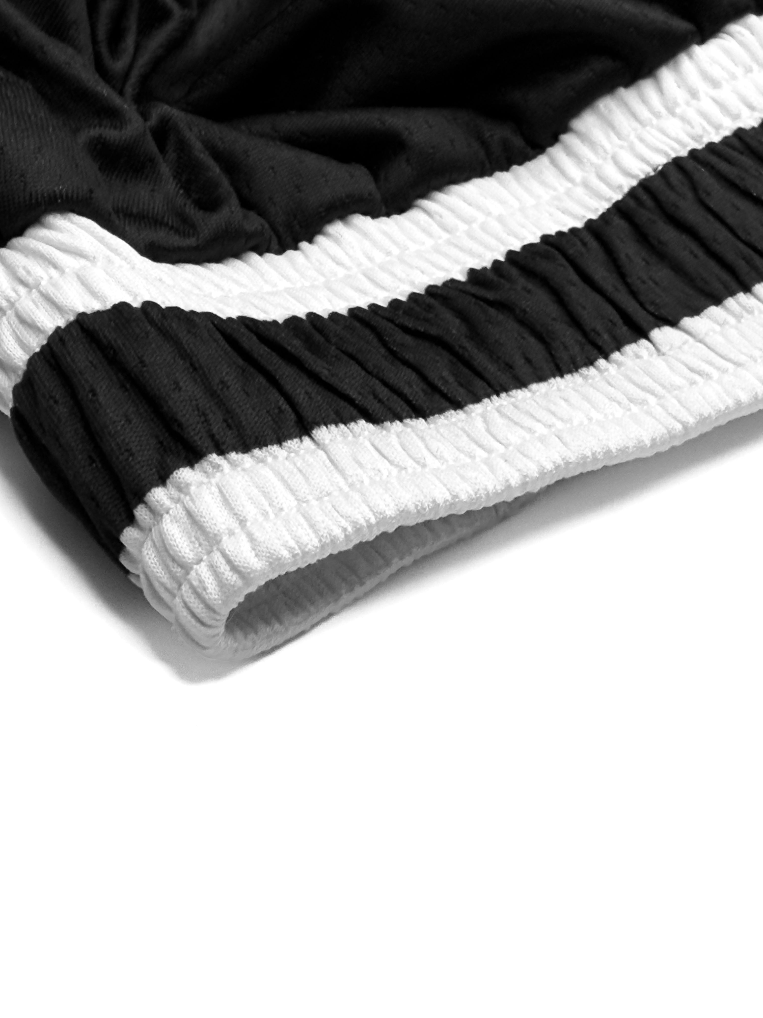 Close-up of a black and white striped fabric texture